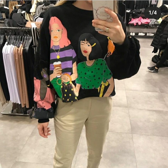 girl print sweatshirt zara